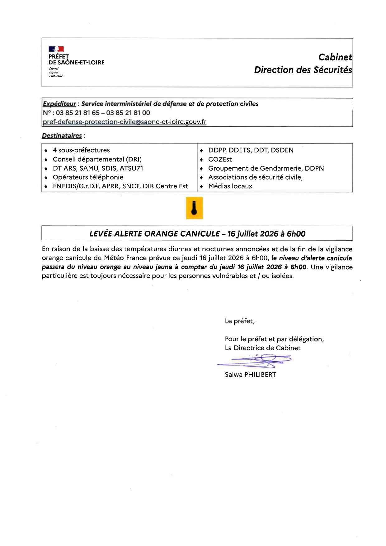 Niveau jaune canicule